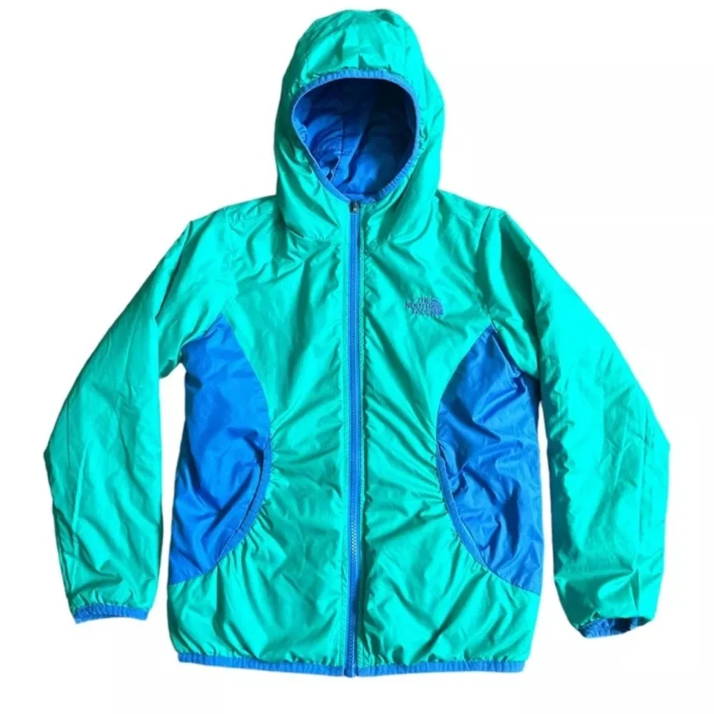 The North Face Girls Youth Jacket M 10/12 Reversible Quilted Hooded Full Zip
